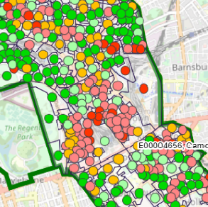 Personal income by output area in Holborn and St Pancras